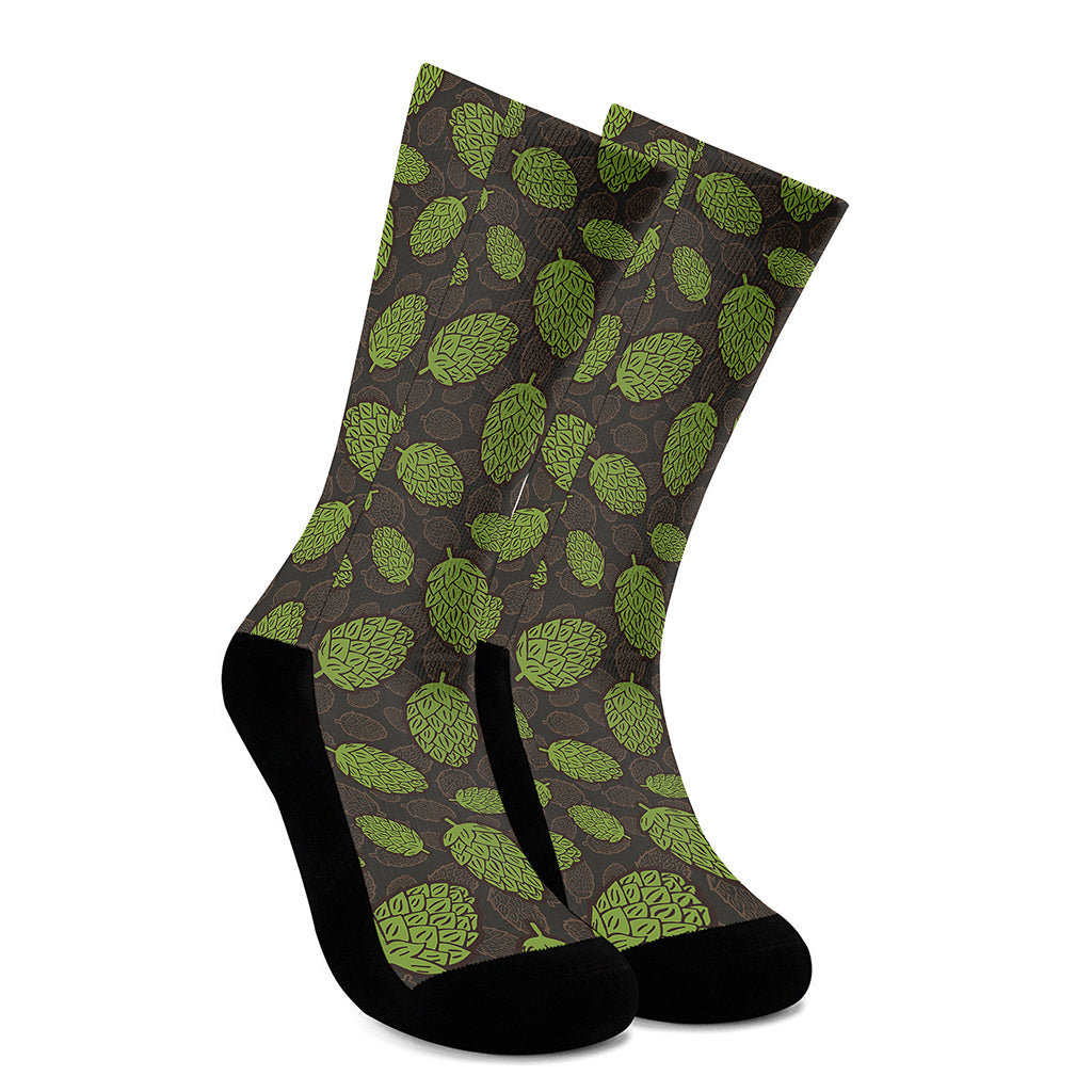 Cute Hop Cone Pattern Print Crew Socks