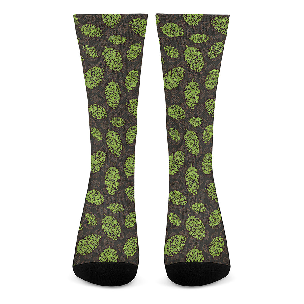 Cute Hop Cone Pattern Print Crew Socks