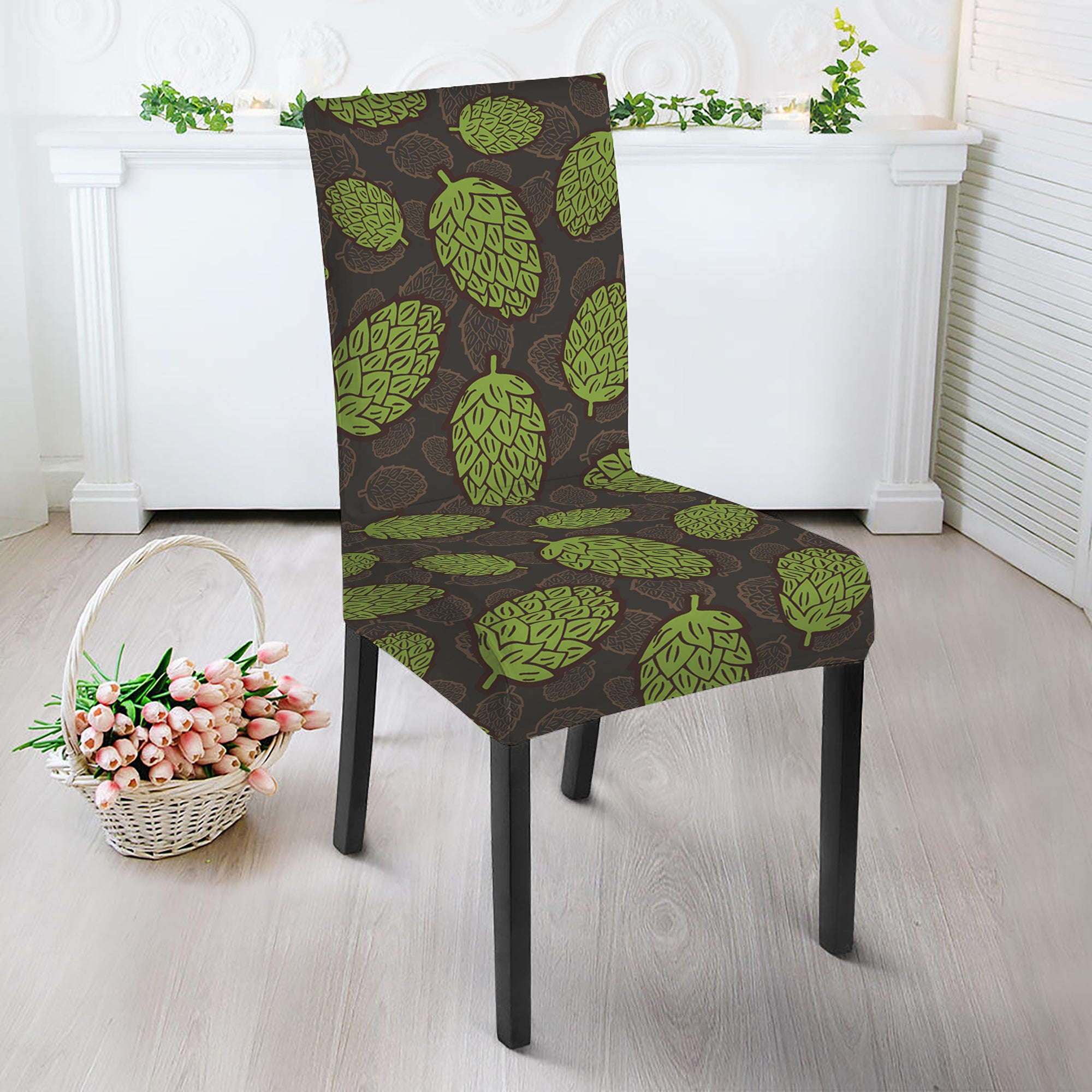 Cute Hop Cone Pattern Print Dining Chair Slipcover