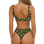 Cute Hop Cone Pattern Print Front Bow Tie Bikini