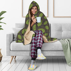 Cute Hop Cone Pattern Print Hooded Blanket