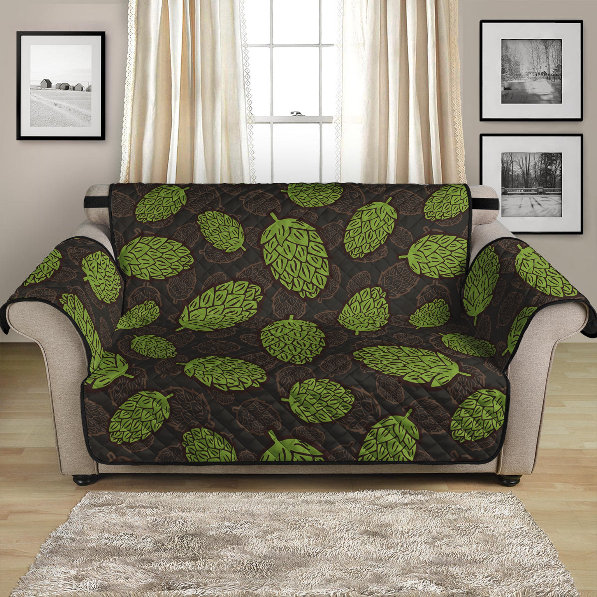 Cute Hop Cone Pattern Print Loveseat Protector