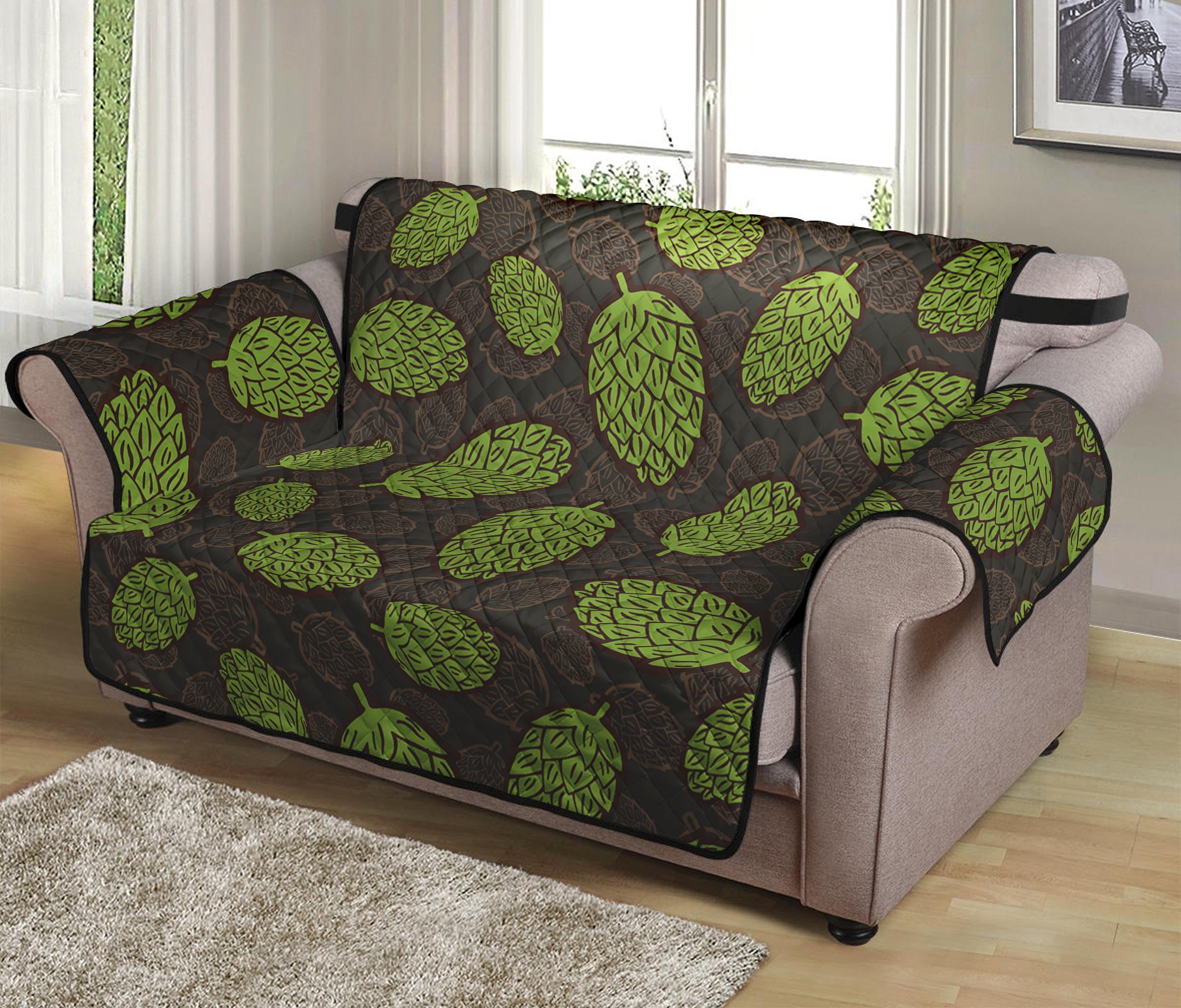 Cute Hop Cone Pattern Print Loveseat Protector