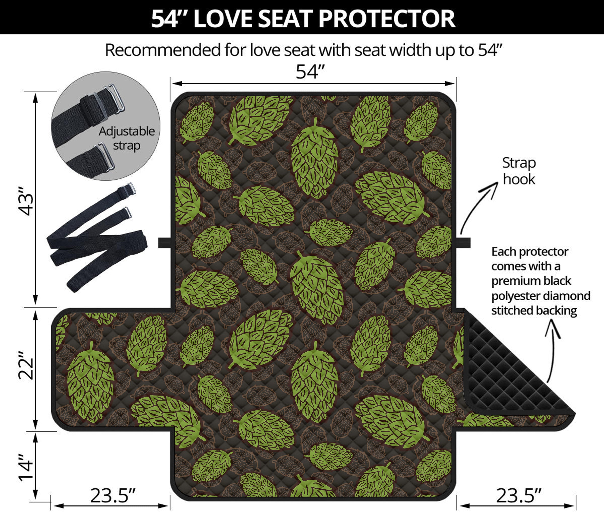 Cute Hop Cone Pattern Print Loveseat Protector