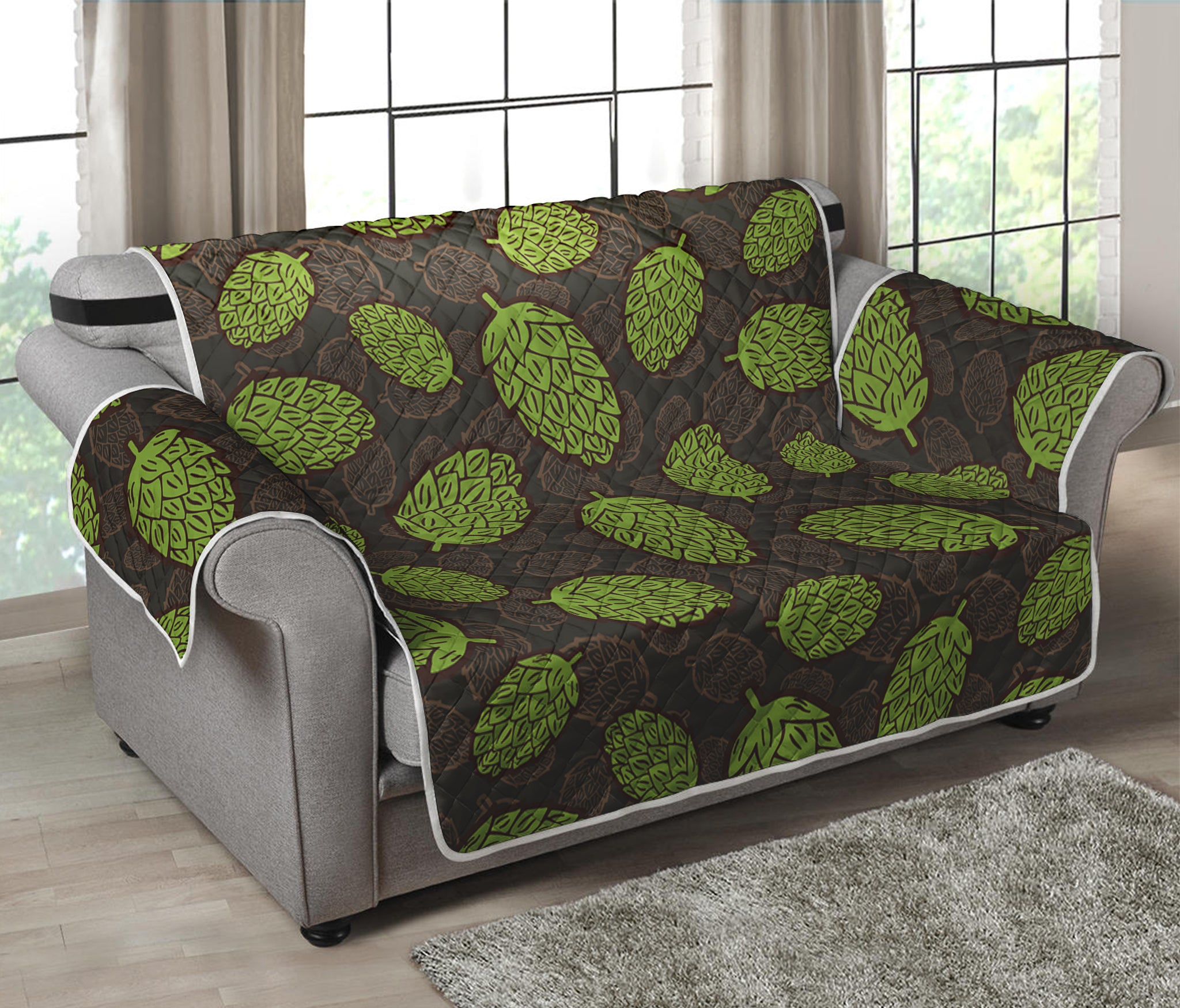 Cute Hop Cone Pattern Print Loveseat Protector