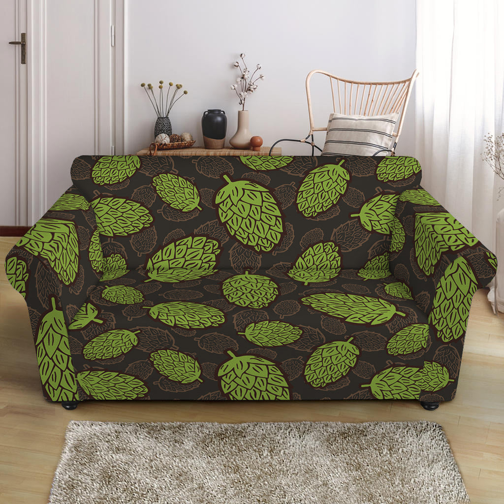 Cute Hop Cone Pattern Print Loveseat Slipcover