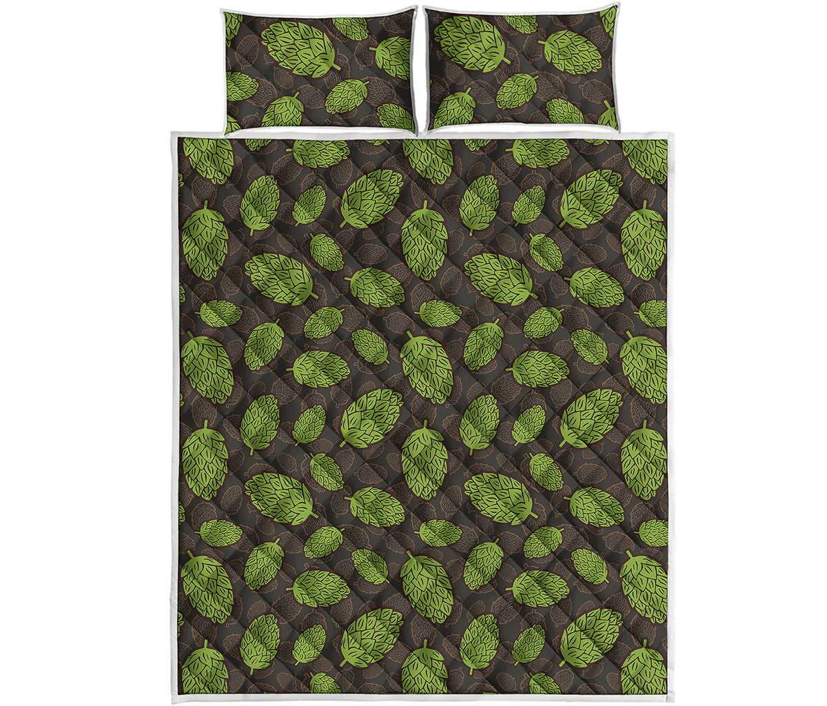 Cute Hop Cone Pattern Print Quilt Bed Set