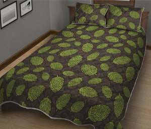 Cute Hop Cone Pattern Print Quilt Bed Set