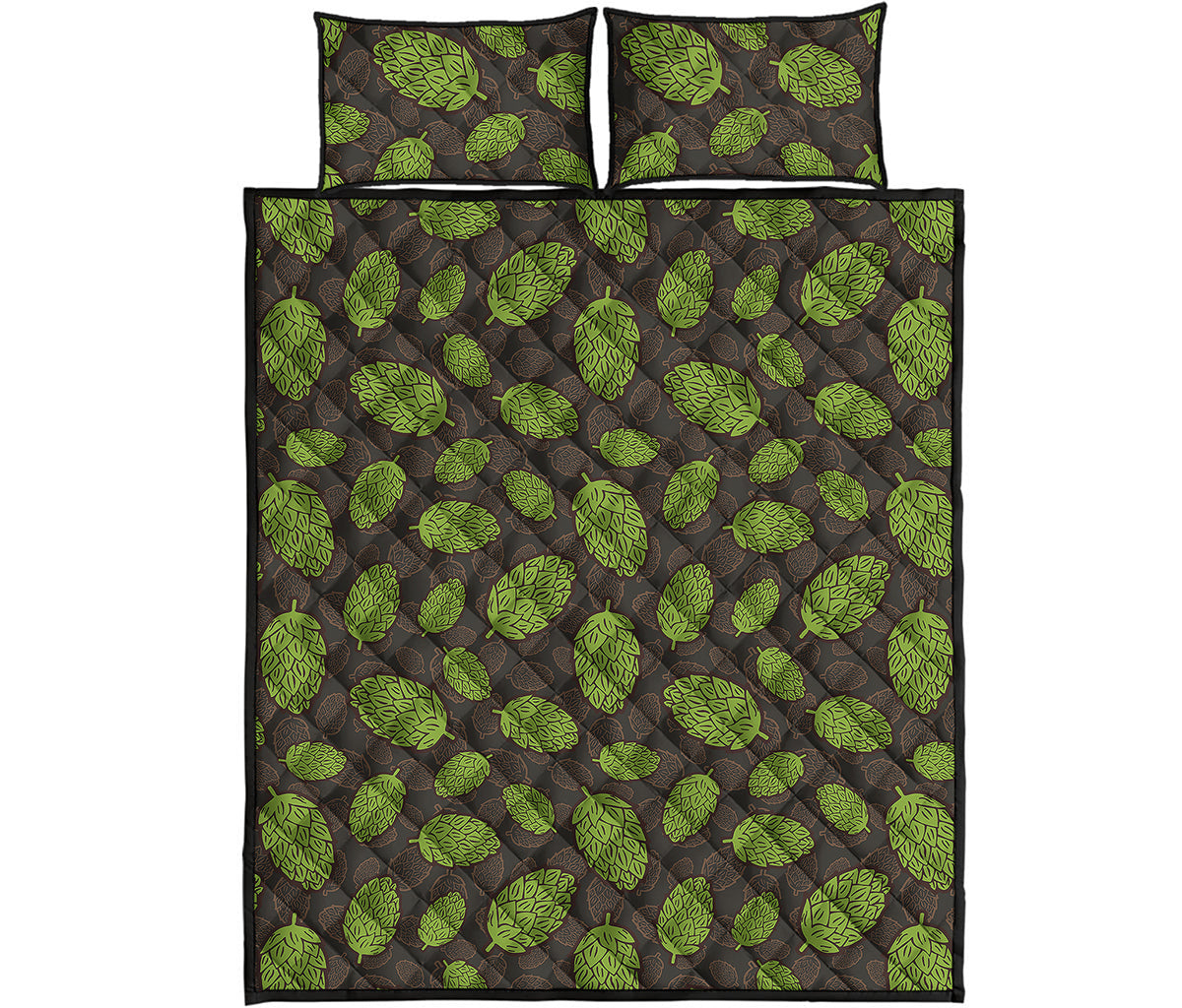 Cute Hop Cone Pattern Print Quilt Bed Set