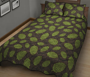 Cute Hop Cone Pattern Print Quilt Bed Set