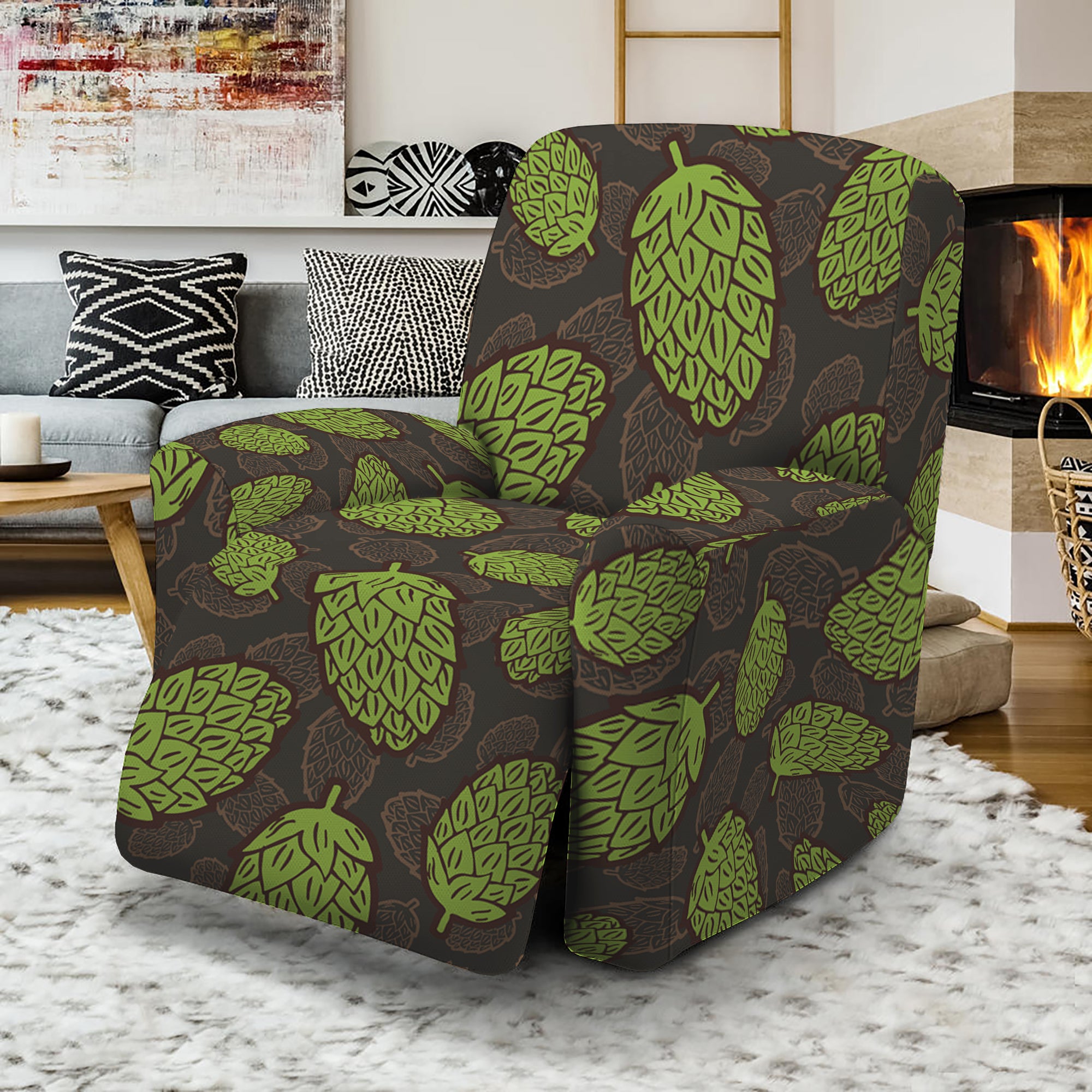 Cute Hop Cone Pattern Print Recliner Slipcover