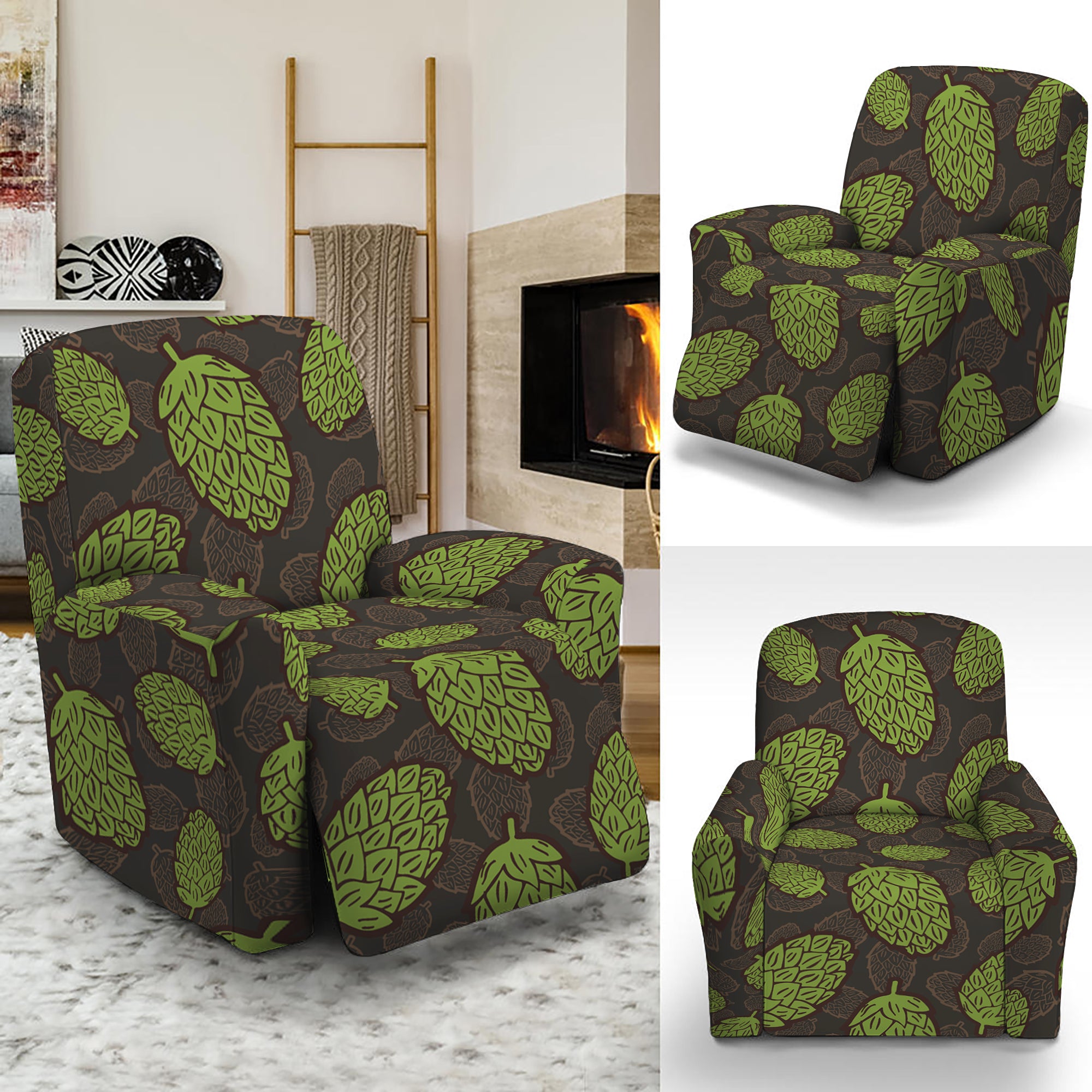 Cute Hop Cone Pattern Print Recliner Slipcover