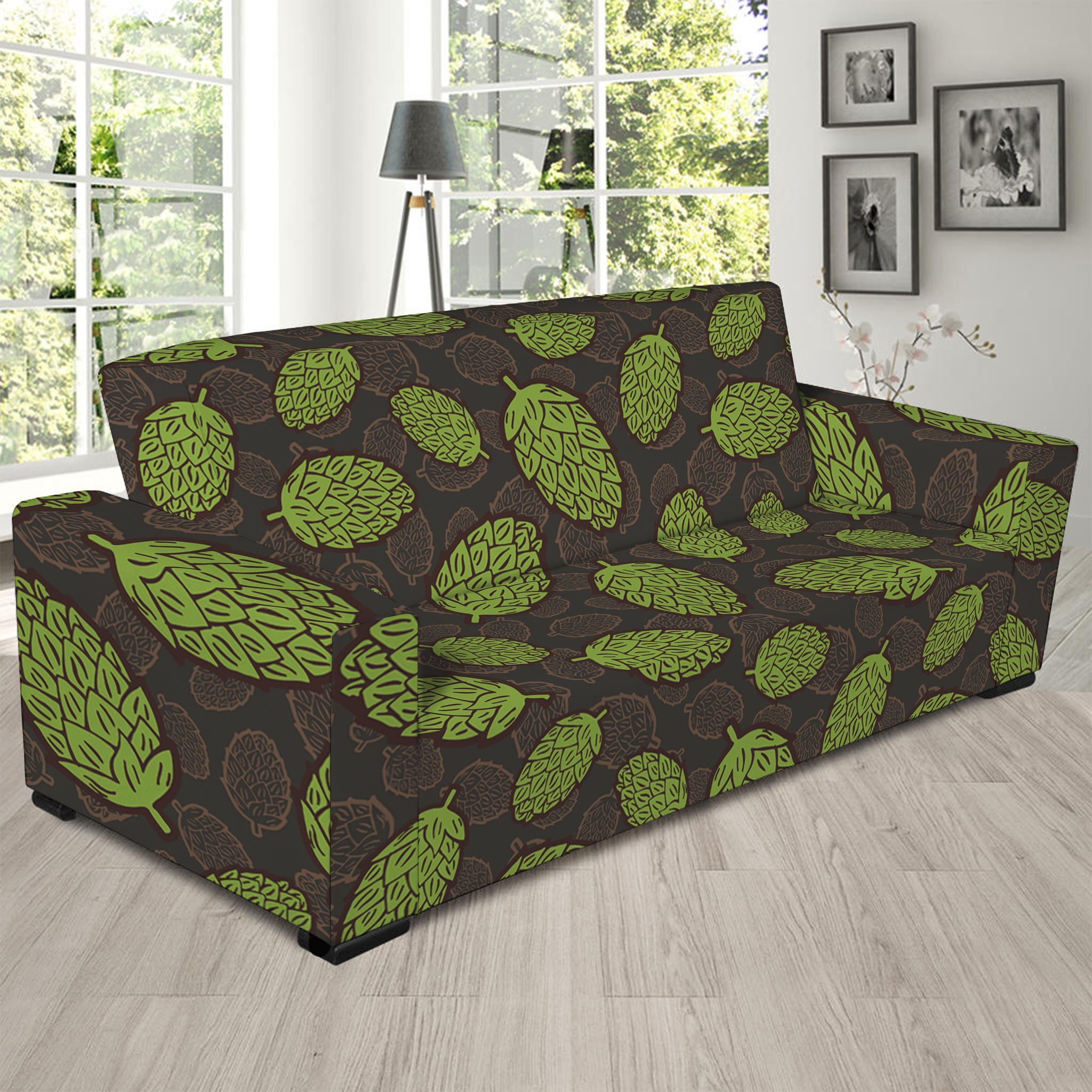 Cute Hop Cone Pattern Print Sofa Slipcover