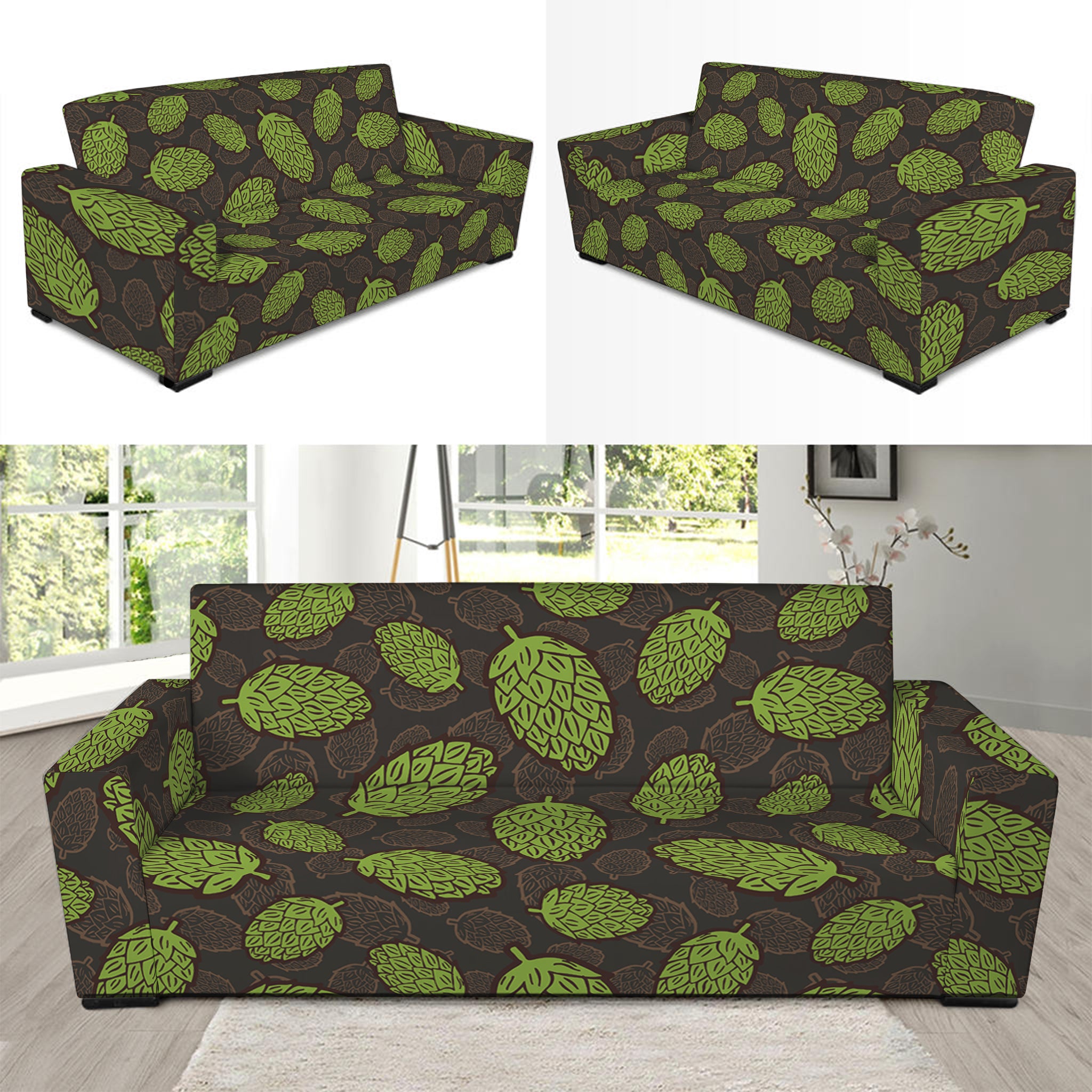 Cute Hop Cone Pattern Print Sofa Slipcover