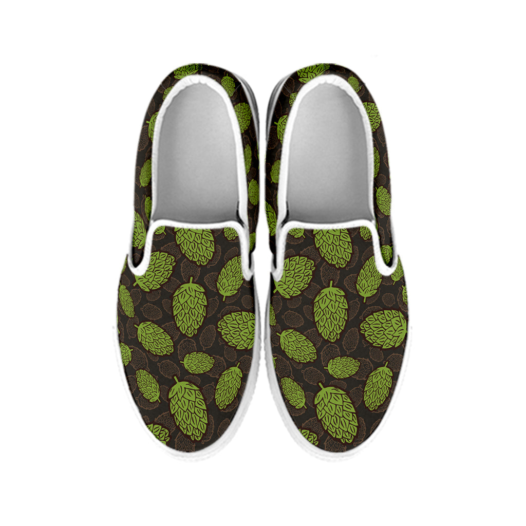 Cute Hop Cone Pattern Print White Slip On Shoes