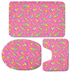 Cute Ice Cream Pattern Print 3 Piece Bath Mat Set
