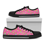 Cute Ice Cream Pattern Print Black Low Top Shoes