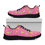 Cute Ice Cream Pattern Print Black Sneakers