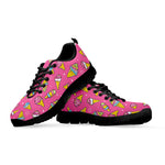 Cute Ice Cream Pattern Print Black Sneakers