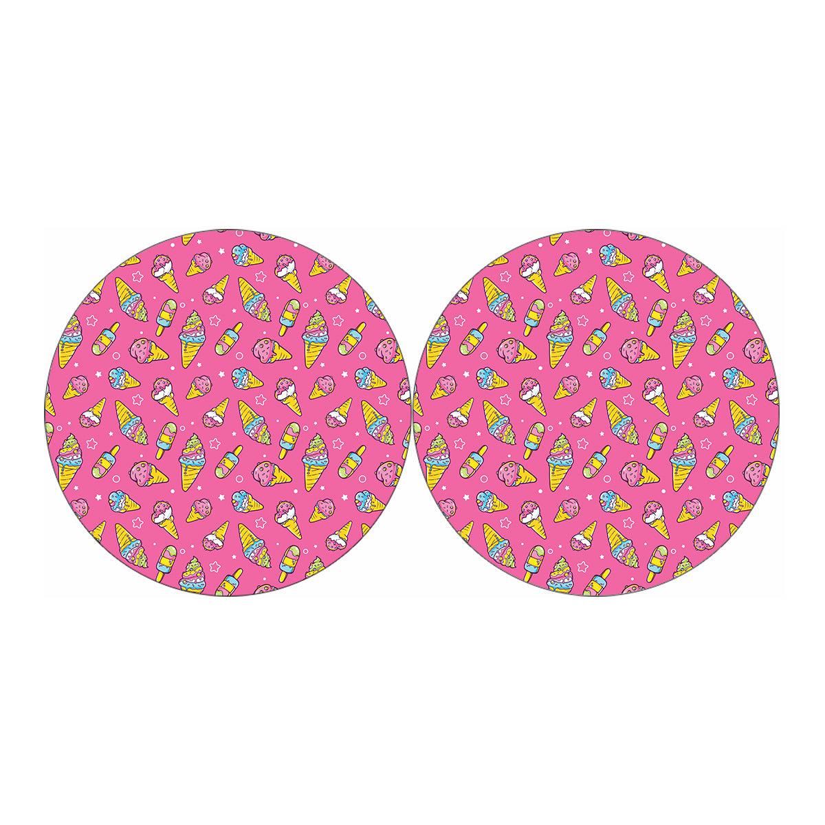 Cute Ice Cream Pattern Print Car Coasters
