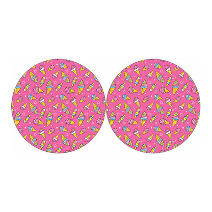 Cute Ice Cream Pattern Print Car Coasters