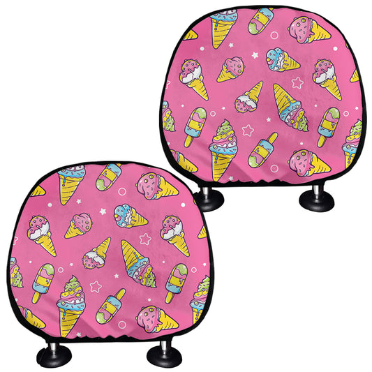 Cute Ice Cream Pattern Print Car Headrest Covers