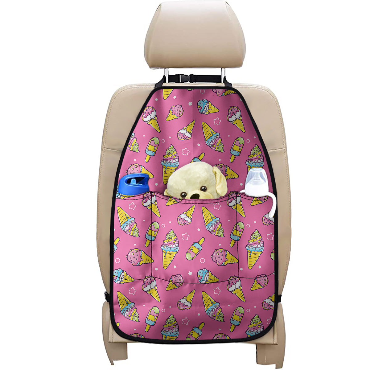 Cute Ice Cream Pattern Print Car Seat Organizers