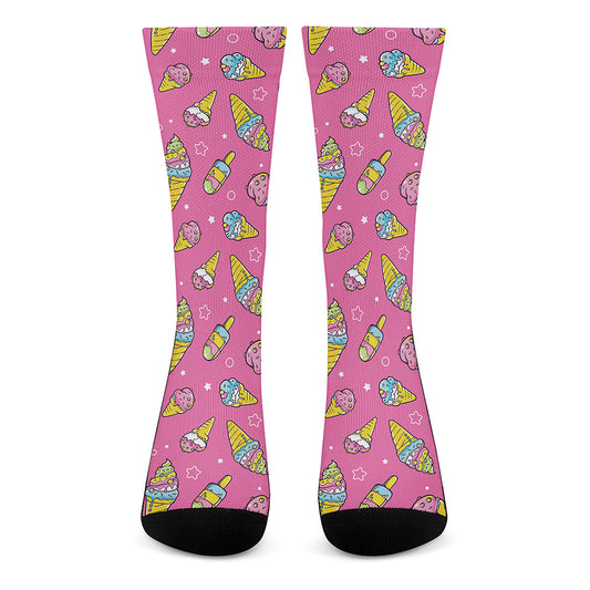 Cute Ice Cream Pattern Print Crew Socks