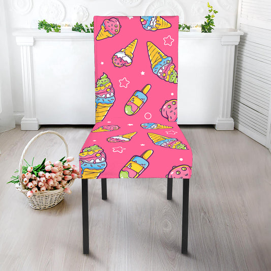 Cute Ice Cream Pattern Print Dining Chair Slipcover