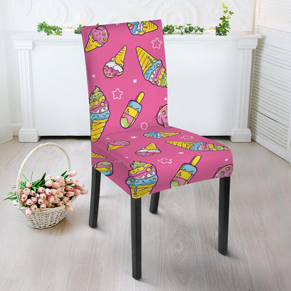 Cute Ice Cream Pattern Print Dining Chair Slipcover