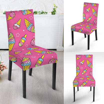 Cute Ice Cream Pattern Print Dining Chair Slipcover