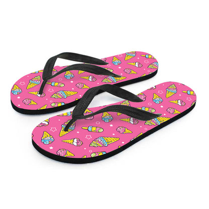 Cute Ice Cream Pattern Print Flip Flops