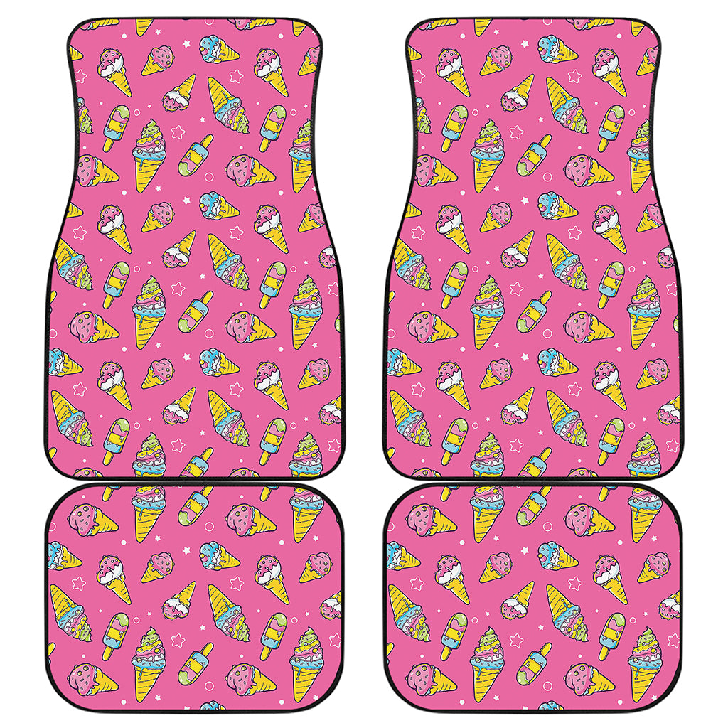 Cute Ice Cream Pattern Print Front and Back Car Floor Mats