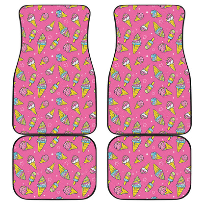 Cute Ice Cream Pattern Print Front and Back Car Floor Mats