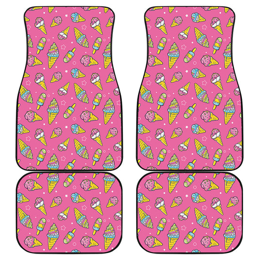 Cute Ice Cream Pattern Print Front and Back Car Floor Mats