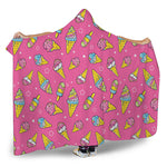Cute Ice Cream Pattern Print Hooded Blanket