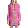 Cute Ice Cream Pattern Print Pullover Hoodie Dress
