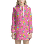 Cute Ice Cream Pattern Print Hoodie Dress
