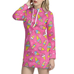 Cute Ice Cream Pattern Print Hoodie Dress