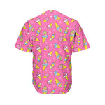 Cute Ice Cream Pattern Print Men's Baseball Jersey
