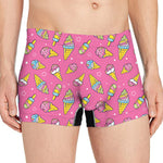 Cute Ice Cream Pattern Print Men's Boxer Briefs