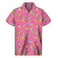 Cute Ice Cream Pattern Print Men's Short Sleeve Shirt