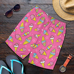 Cute Ice Cream Pattern Print Men's Shorts