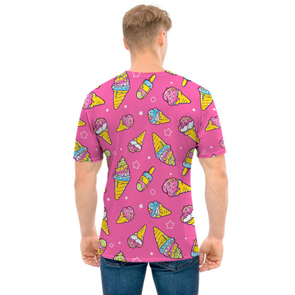 Cute Ice Cream Pattern Print Men's T-Shirt