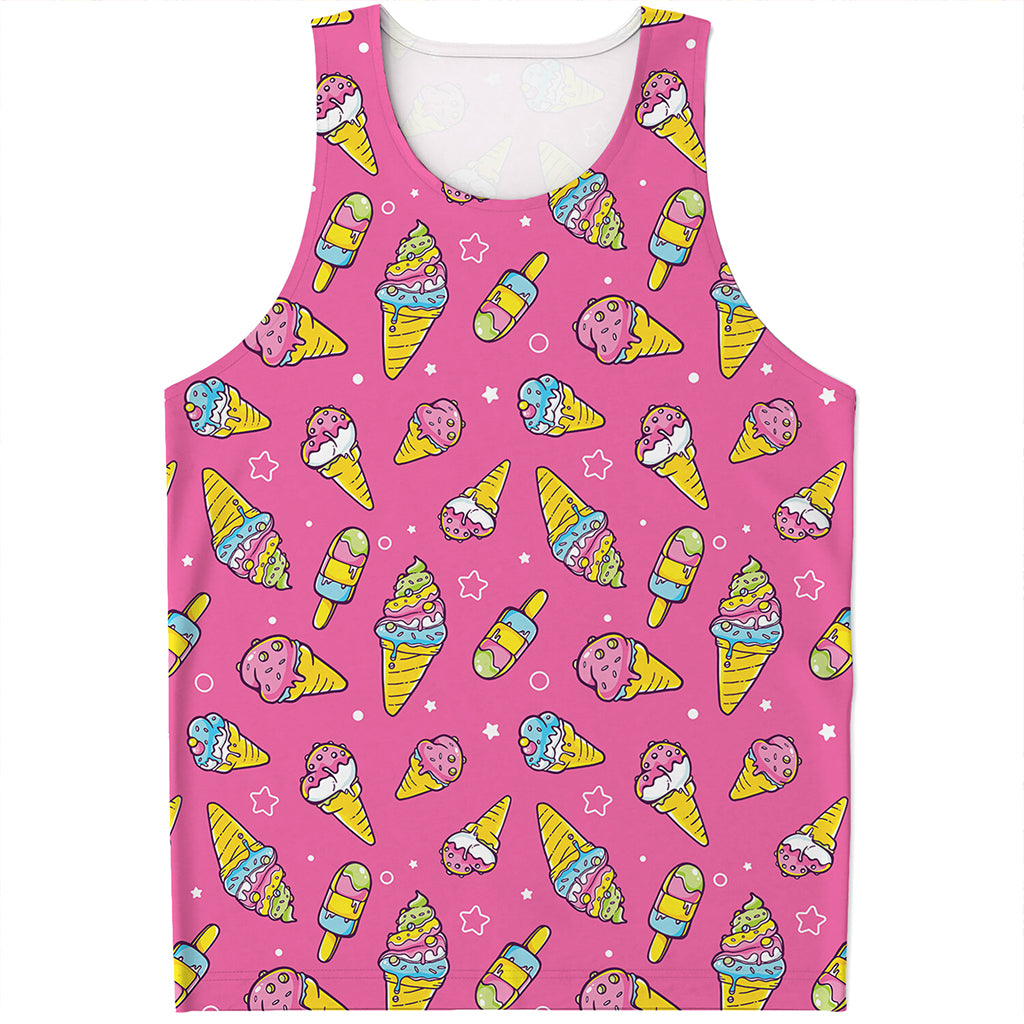 Cute Ice Cream Pattern Print Men's Tank Top