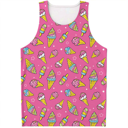 Cute Ice Cream Pattern Print Men's Tank Top