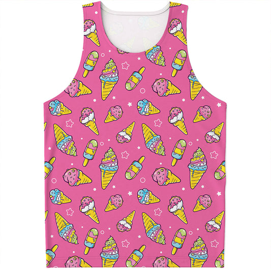Cute Ice Cream Pattern Print Men's Tank Top