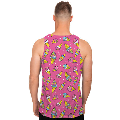 Cute Ice Cream Pattern Print Men's Tank Top