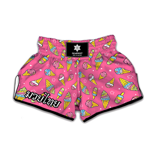 Cute Ice Cream Pattern Print Muay Thai Boxing Shorts