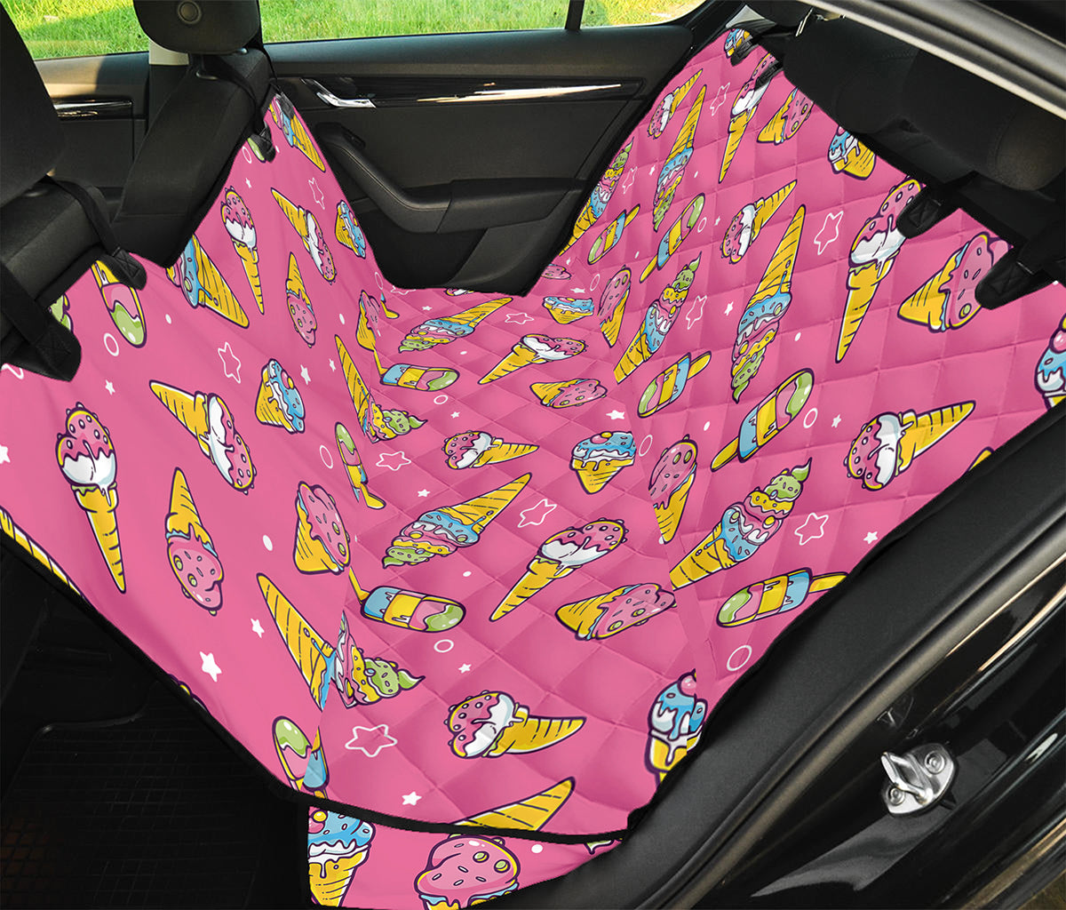 Cute Ice Cream Pattern Print Pet Car Back Seat Cover